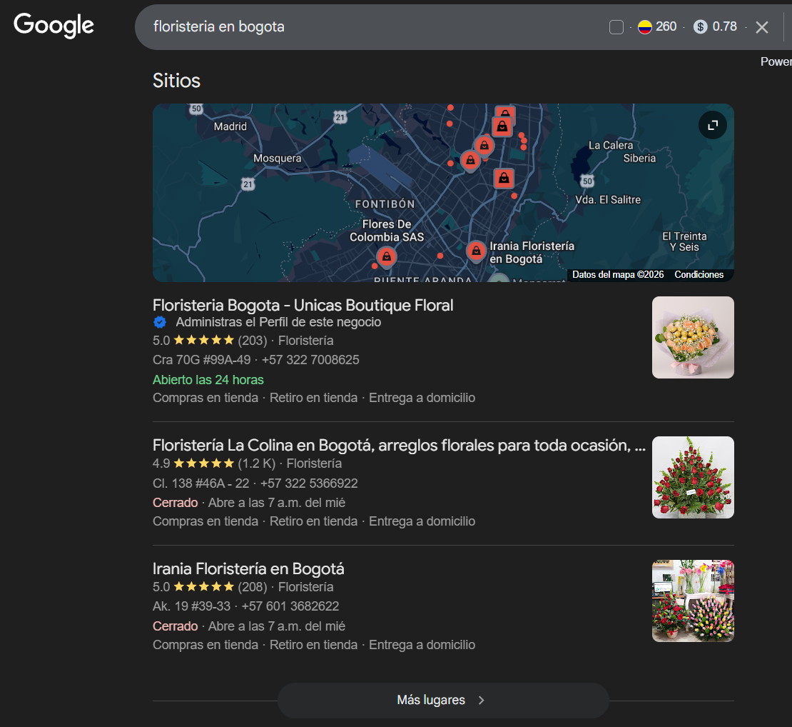 Floristería Bogotá primer lugar