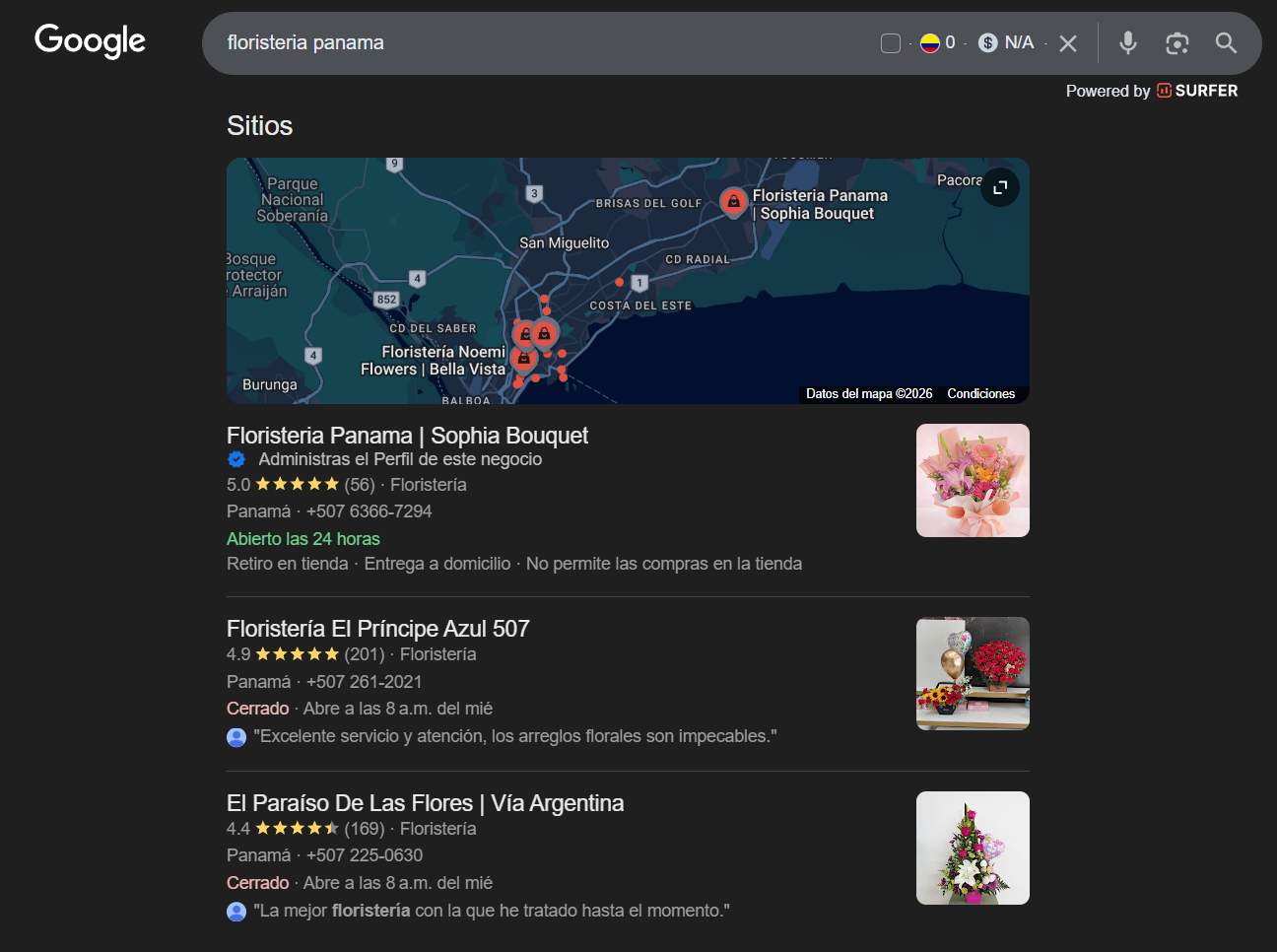 Floristería Panamá primer lugar